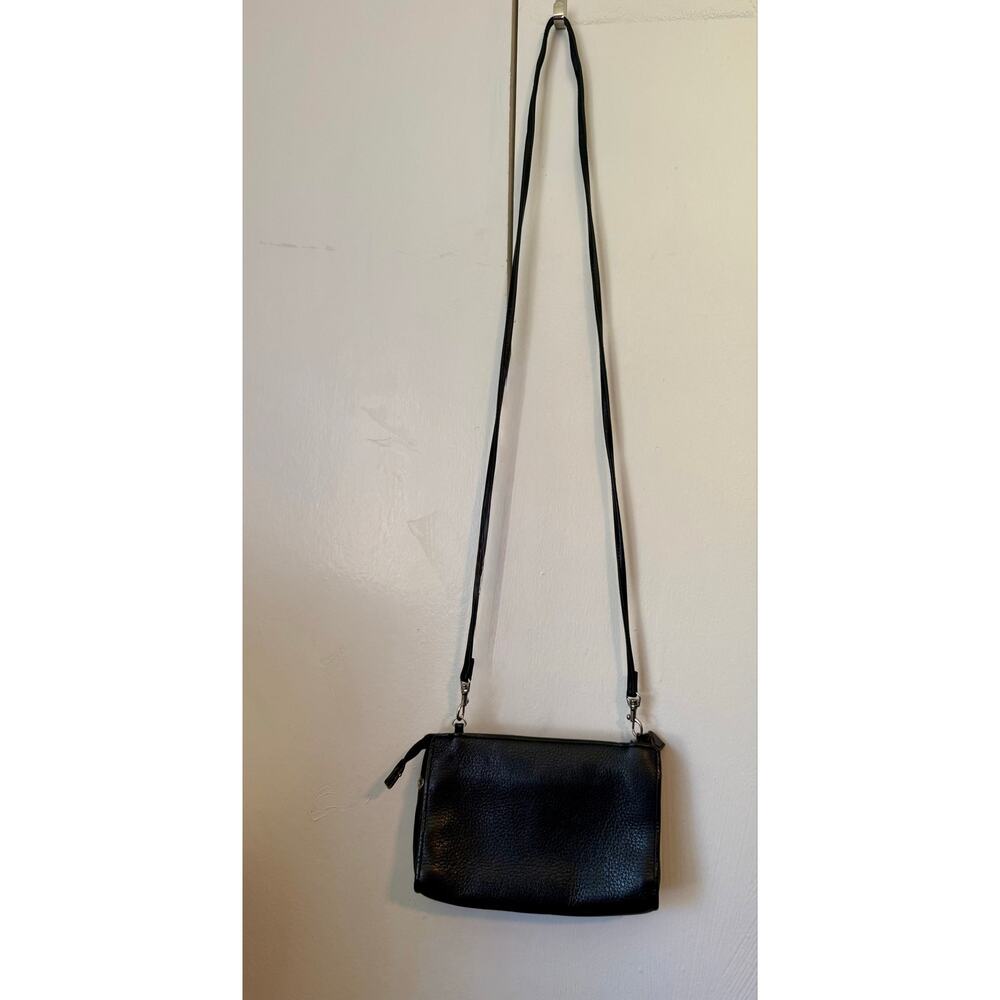 Brighton brown and black snap trifold pebble leather cross body wallet bag purse
